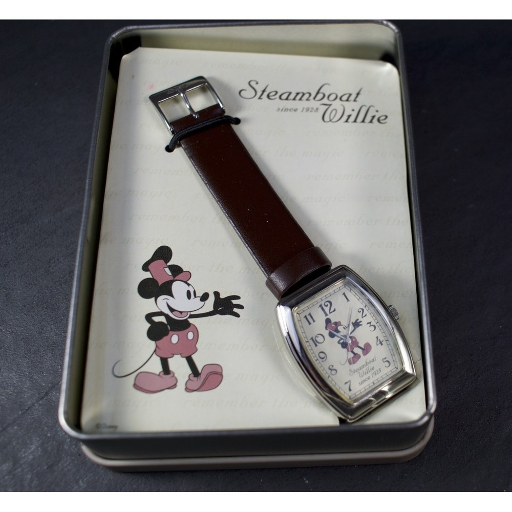 Disney Steamboat Willie Watch w/ Orig Box FSC#32099-1 Mickey Since 1928 New Bat